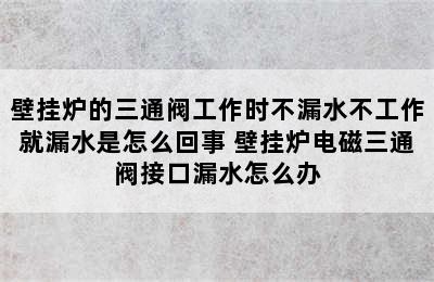 壁挂炉的三通阀工作时不漏水不工作就漏水是怎么回事 壁挂炉电磁三通阀接口漏水怎么办